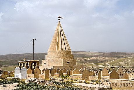 A Yezidi cemetery located on the heights of Sheikhan